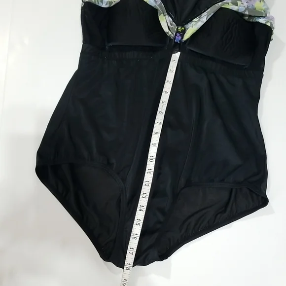 BLAIR Black Blue & Purple Pansie One Piece Dress Swimsuit - Picture 9 of 15